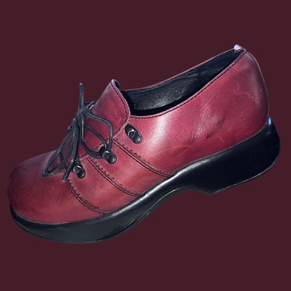 Dansko Womens Burgundy Janika Leather Round Toe Lace Up Oxford Shoes Size US 8.5 - Picture 1 of 6